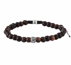 Alternative view of Perlenarmband Holz und Silber 6,5 mm 19 - 26 cm