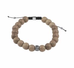 Alternative view of Perlenarmband Holz und Silber 8 mm 19 - 26 cm