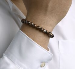Armband mit Tigeraugenperlen mit Silberperlen