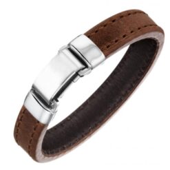 Alternative view of Massives Lederarmband mit Gravur - Braun