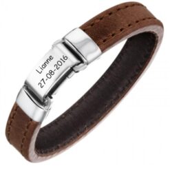 Massives Lederarmband mit Gravur - Braun