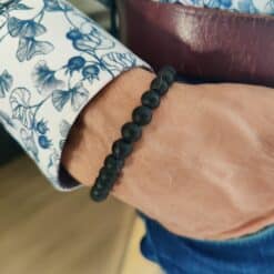Alternative view of Abrazine Perlenarmband – Verstellbares Herrenarmband aus 8 mm Natursteinen