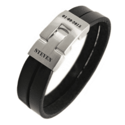 Herrenarmband Gravur schwarz