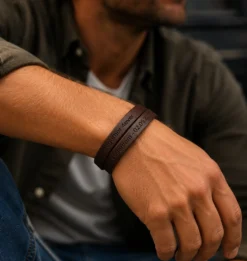 Lederarmband mit Gravur - Personalisiertes Leder Schwarz oder Braun