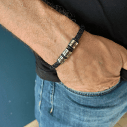 Alternative view of Strapazierfähiges Lederarmband für Männer - Namen von Kindern