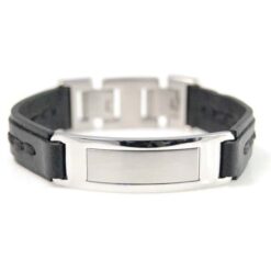 Alternative view of Armband aus Edelstahl und Leder - mit personalisierter Gravur