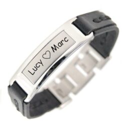 Armband aus Edelstahl und Leder - mit personalisierter Gravur