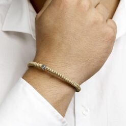 Herrenarmband mit silberner Perle