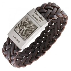 Fingerabdruck-Armband Männer - Echtes Lederarmband mit Gravur