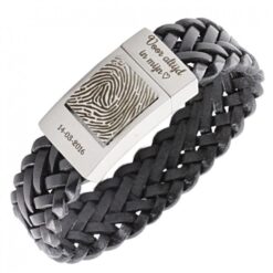 Alternative view of Fingerabdruck-Armband Männer - Echtes Lederarmband mit Gravur