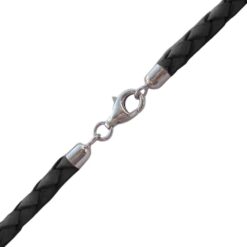 Geflochtenes Lederhalsband mit Silberverschluss 3mm