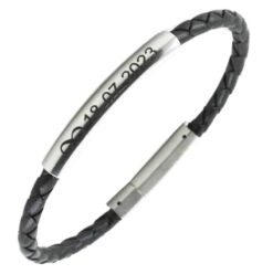 Schmales Lederarmband mit Gravurplatte