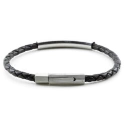 Alternative view of Schmales Lederarmband mit Gravurplatte