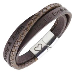 Robustes Herrenarmband aus Leder – mit Namens- oder Textgravur