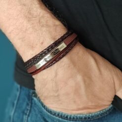 Alternative view of Strapazierfähiges Lederarmband mit Gravurplatte - Handgefertigt & Einzigartig