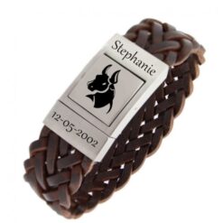 Personalisiertes Lederarmband mit Text & Konstellation