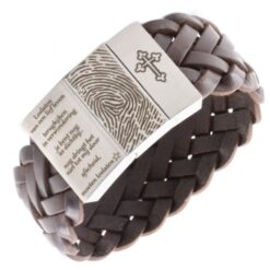 Breites geflochtenes Lederarmband mit Fingerabdruck - robust und personalisiert