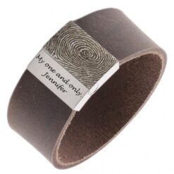 Alternative view of Fingerabdruck-Armband mit massivem Lederband