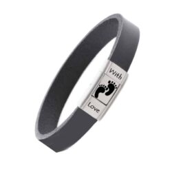 Alternative view of Lederarmband mit Gravur - Schließe aus Leder und Edelstahl
