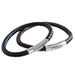Robustes geflochtenes Lederarmband mit Gravur