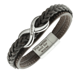 Lederarmband mit Unendlichkeitszeichen - Personalisiert mit Gravur