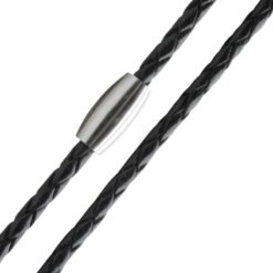 Geflochtenes Lederhalsband mit Edelstahlverschluß