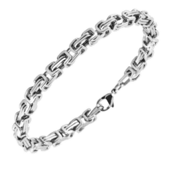 Schmales Edelstahl-Königsgliederarmband für Herren - gebürstetes Finish