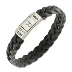Schmales Herrenarmband mit Gravur