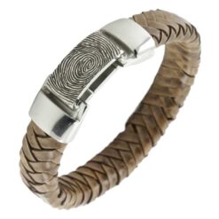 Geflochtenes PU Lederarmband mit Fingerabdruck - Einzigartiger Erinnerungsschmuck
