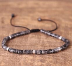 Alternative view of Trendiges Herrenarmband - Naturstein mit Kordelzugverschluss